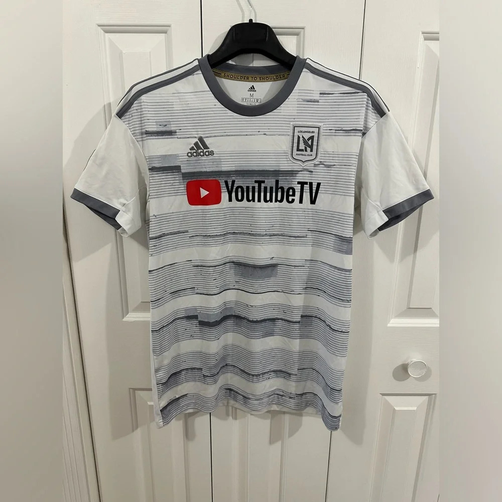 Adidas White and Gray Striped Jersey